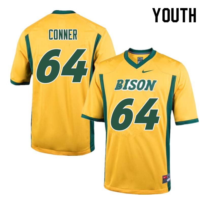 Youth #64 Colin Conner North Dakota State Bison College Football Jerseys Sale-Yellow - Click Image to Close